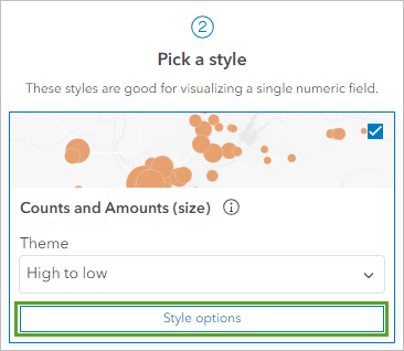 Style options button Style options button
